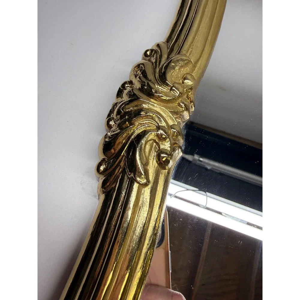 Vintage Gold Ornate Wall Mirror and Matching Console Shelf Set Hollywood Regency